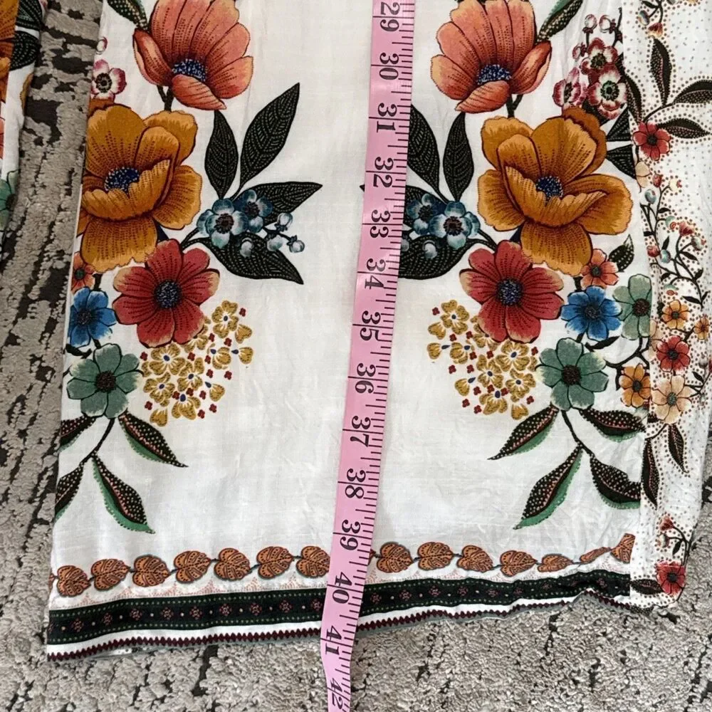 Farm Rio x Anthropologie Melila Floral Flared Pants Women’s Size Large Boho - Picture 6 of 15